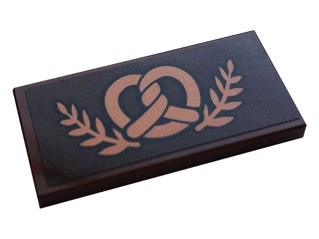 Tile 2 x 4 with Medium Nougat Pretzel and Laurels Pattern (Sticker) - Set 60306