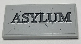 Tile 2 x 4 with 'ASYLUM' and Stone Pattern (Sticker) - Set 70912