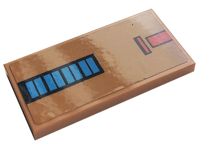 Tile 2 x 4 with Blue and Red Rectangles Pattern (Sticker) - Set 10272