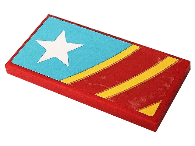 Tile 2 x 4 with Star and Stripes Pattern (Sticker) - Set 41232