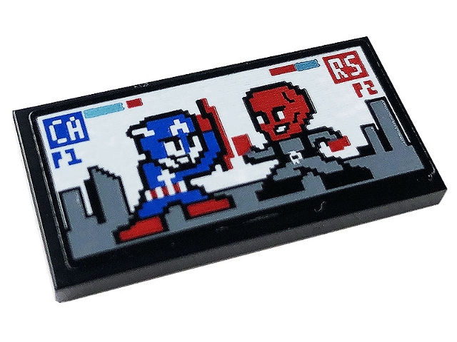 Tile 2 x 4 with Red Skull, Captain America, 'CA', 'RS', 'P1' and 'P2' Pattern (Sticker) - Set 76166