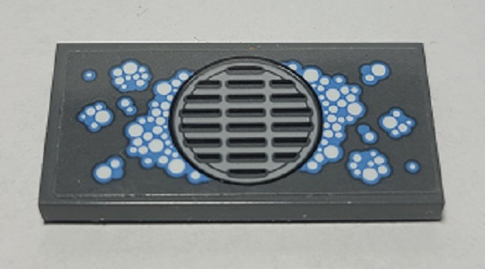 Tile 2 x 4 with Floor Drain and Bubbles Pattern (Sticker) - Set 70912