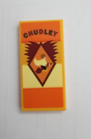 Tile 2 x 4 with 'CHUDLEY' and Wizard on Broomstick Pattern (Sticker) - Set 75980