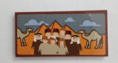 Tile 2 x 4 with People, Pyramids, Clouds and Camels Pattern (Sticker) - Set 75980
