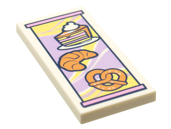 Tile 2 x 4 with Pie, Croissant and Pretzel Menu Pattern