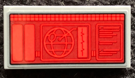 Tile 2 x 4 with Digital Display Screen with SW Death Star Map Pattern Model Right Side (Sticker) - Set 75291