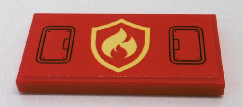 Tile 2 x 4 with Black Hatches and Fire Logo Pattern (Sticker) - Set 60281