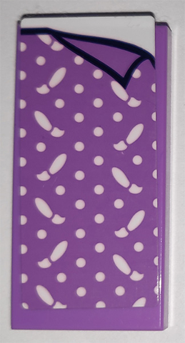 Tile 2 x 4 with Medium Lavender Blanket with Dots and Paintbrushes Pattern (Sticker) - Set 41340