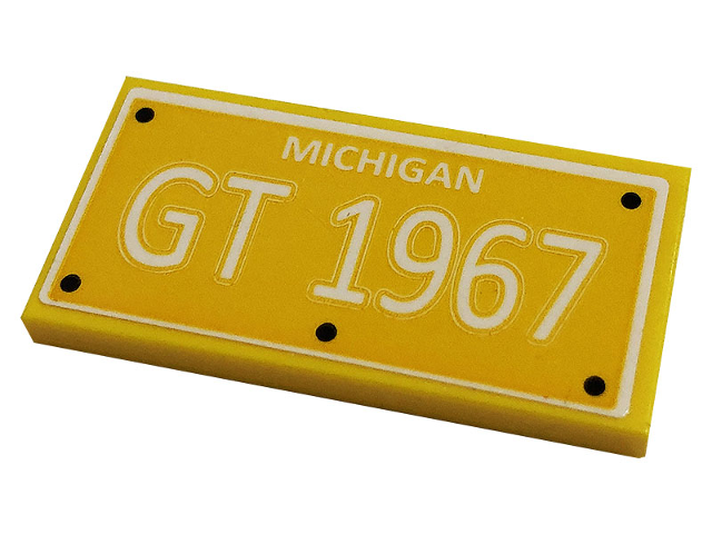 Tile 2 x 4 with 'MICHIGAN' and 'GT 1967' Pattern (Sticker) - Set 10265