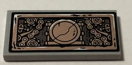 Tile 2 x 4 with Copper Gears, Chains and Cracked Round Plate Pattern (Sticker) - Set 70595