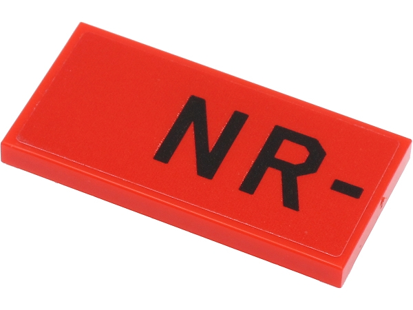 Tile 2 x 4 with Black 'NR-' Pattern (Sticker) - Set 40450