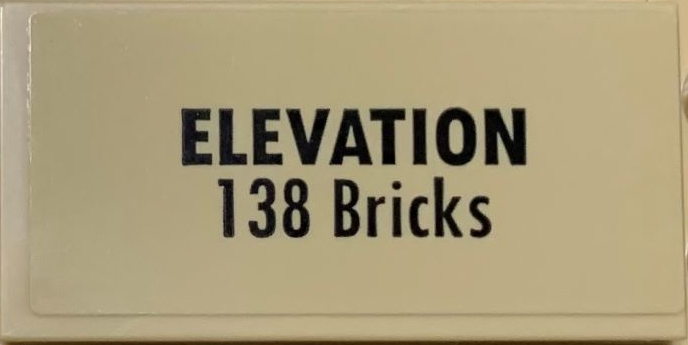 Tile 2 x 4 with Black 'ELEVATION 138 Bricks' on Tan Background Pattern (Sticker) - Set 71044