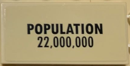 Tile 2 x 4 with Black 'POPULATION 22,000,000' on Tan Background Pattern (Sticker) - Set 71044