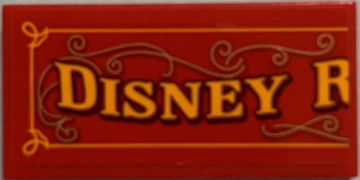 Tile 2 x 4 with Yellow 'DISNEY R' on Red Background Pattern (Sticker) - Set 71044