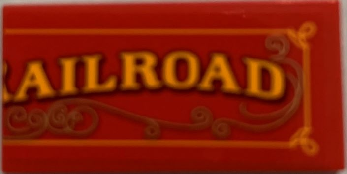 Tile 2 x 4 with Yellow 'AILROAD' (RAILROAD) on Red Background Pattern (Sticker) - Set 71044