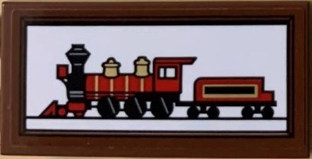 Tile 2 x 4 with Red Disney Train Picture Facing Left Pattern (Sticker) - Set 71044
