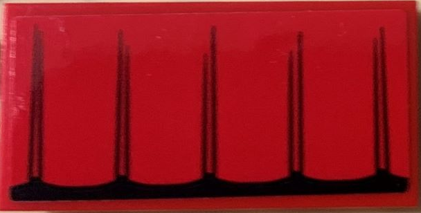 Tile 2 x 4 with Black and Red Curtains Pattern (Sticker) - Set 71044