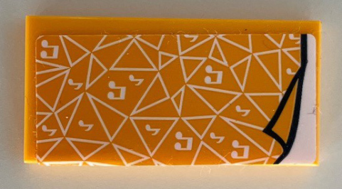 Tile 2 x 4 with Bright Light Orange Blanket with White Triangles and Music Notes Pattern (Sticker) - Set 41340
