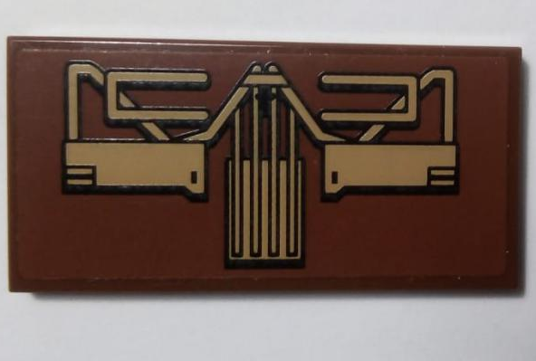 Tile 2 x 4 with Gold Mechanical Pattern (Sticker) - Set 75059