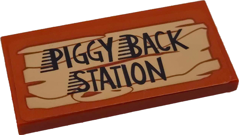 Tile 2 x 4 with 'PIGGY BACK STATION' Pattern (Sticker) - Set 75824