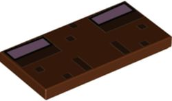 Tile 2 x 4 with Bright Pink Rectangles and Dark Brown Pixelated Pattern (Minecraft Jungle Abomination Eyes)