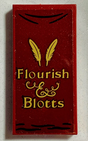 Tile 2 x 4 with Feathers and 'Flourish & Blotts' Pattern (Sticker) - Set 75978