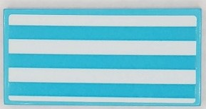 Tile 2 x 4 with Medium Azure and White Stripes Pattern (Sticker) - Set 41430