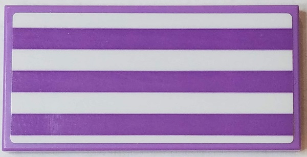 Tile 2 x 4 with Medium Lavender and White Stripes Pattern (Sticker) - Set 41430