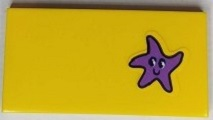 Tile 2 x 4 with Medium Lavender Starfish with Face Pattern (Sticker) - Set 41430