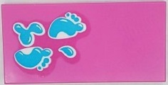 Tile 2 x 4 with Medium Azure Water Splashes and Wet Footprints Pattern (Sticker) - Set 41430