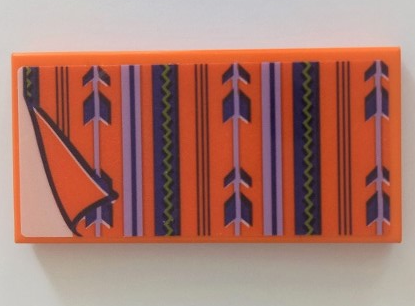 Tile 2 x 4 with Blanket with Dark Purple and Lavender Stripes and Arrows, White Bedsheet Pattern (Sticker) - Set 41369