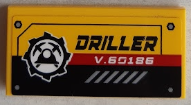 Tile 2 x 4 with Mining Logo, 'DRILLER' and 'V.60186' Pattern (Sticker) - Set 60186
