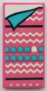 Tile 2 x 4 with Blanket with Medium Azure Ghosts, White Zigzag Lines, and Black Lines, Bedsheet Pattern (Sticker) - Set 41395