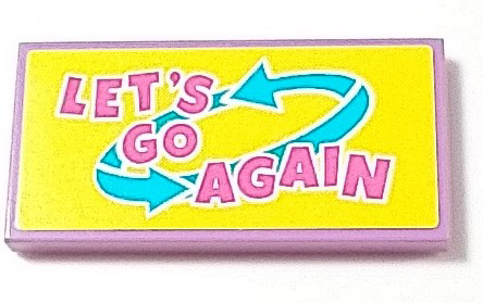 Tile 2 x 4 with 'LET'S GO AGAIN' and Medium Azure Arrows Pattern (Sticker) - Set 41456