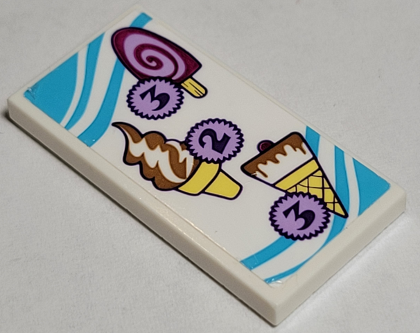 Tile 2 x 4 with Popsicle, Ice Cream Cone and Drumstick Pattern (Sticker) - Set 41325