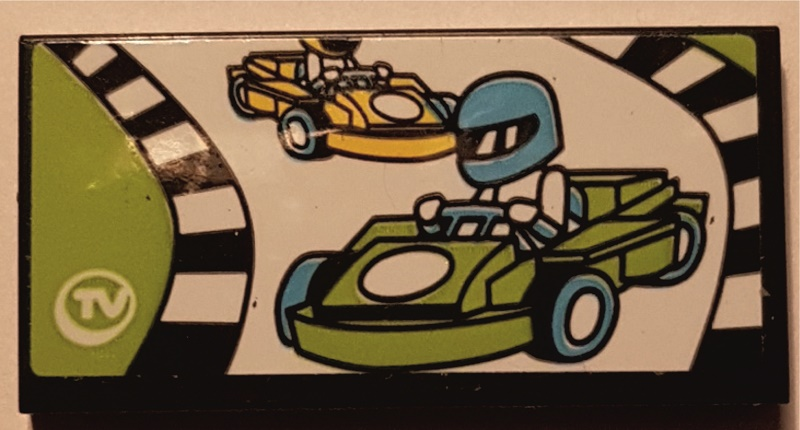 Tile 2 x 4 with Race in TV Pattern (Sticker) - Set 41352