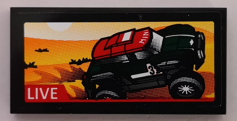 Tile 2 x 4 with 2018 Mini John Cooper Works Buggy  and 'LIVE' Pattern (Sticker) - Set 75894