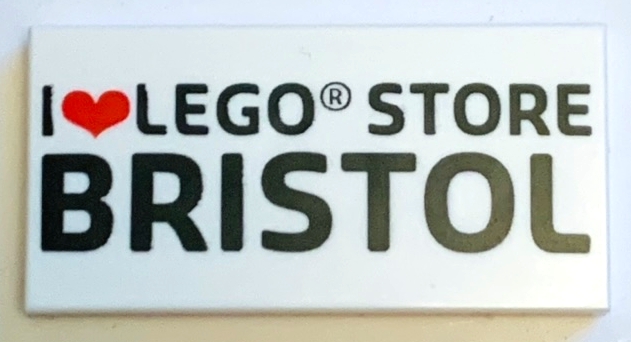 Tile 2 x 4 with 'I Heart LEGO STORE BRISTOL' Pattern