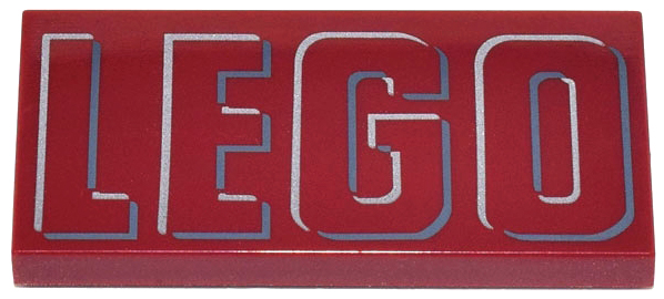 Tile 2 x 4 with Dark Bluish Gray and Silver Outlined 'LEGO' Pattern