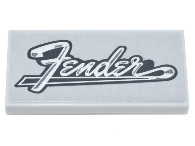 Tile 2 x 4 with Black and White Fender Logo Pattern (Sticker) - Set 21329