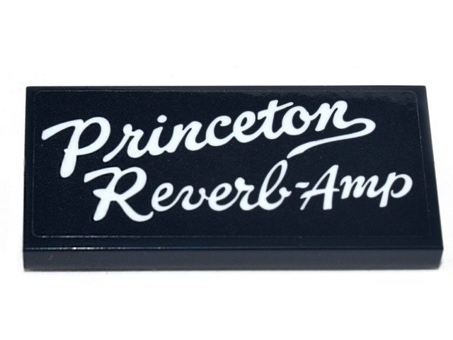 Tile 2 x 4 with White Script 'Princeton Reverb-Amp' Pattern (Sticker) - Set 21329