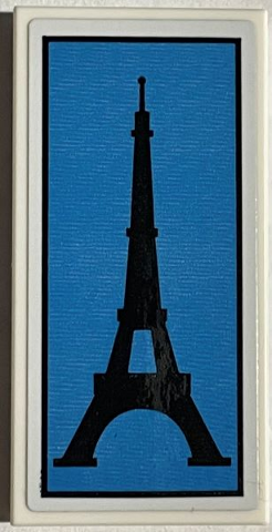 Tile 2 x 4 with Black and Blue Eiffel Tower Pattern (Sticker) - Set 21330