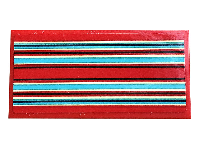 Tile 2 x 4 with Black, White and Medium Azure Stripes Pattern (Sticker) - Set 10279