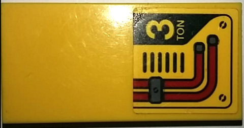 Tile 2 x 4 with '3 TON', Air Vents and Red Pipes Pattern  (Sticker) - Set 60124