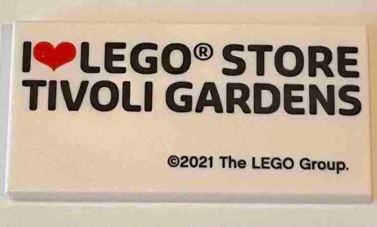 Tile 2 x 4 with 'I Heart LEGO STORE TIVOLI GARDENS' Pattern