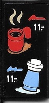 Tile 2 x 4 with Menu with Coffee Cup, Bottled Drink and '11.-' Pattern (Sticker) - Set 40488