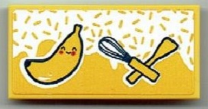 Tile 2 x 4 with Spatula, Whisk and Banana Pattern (Sticker) - Set 41393