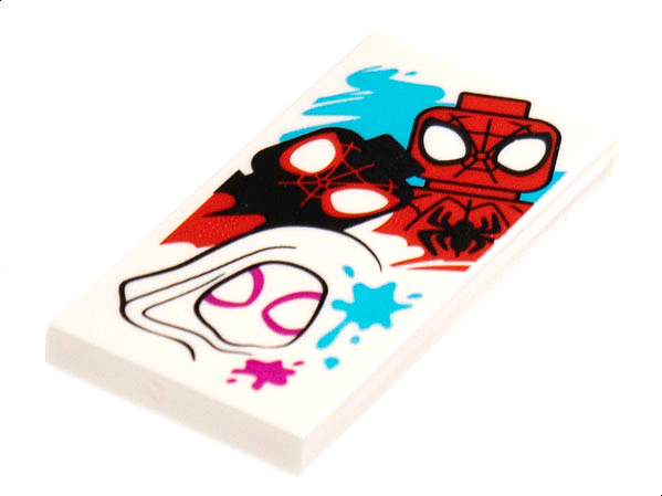 Tile 2 x 4 with Spidey (Spider-Man), Miles Morales, and Gwen Pattern