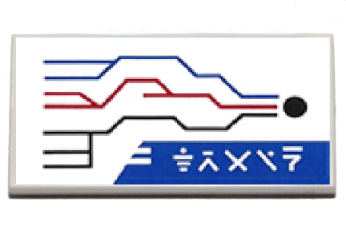 Tile 2 x 4 with Black, Red, and Blue Train Routes Map and Ninjago Logogram 'TRAIN' Pattern (Sticker) - Set 70640