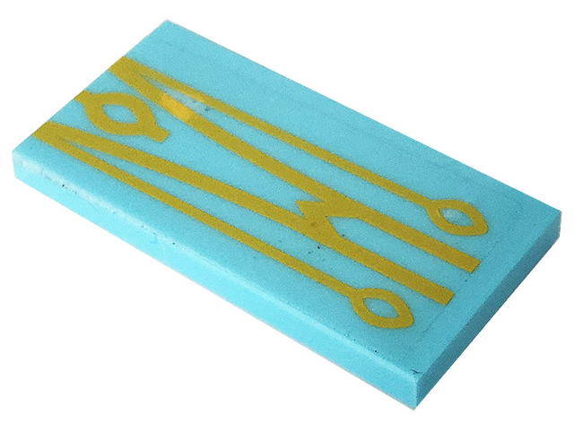 Tile 2 x 4 with Bright Light Orange Lines and Oval Symbols Pattern (Sticker) - Set 41232